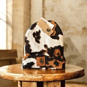 Carhartt Unisex Cow Print Beanie in Brown and Black — ONLY ONE LEFT